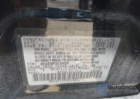 2016 Nissan Sentra Sr from USA, damaged, VIN 3N1AB7AP0GY284090